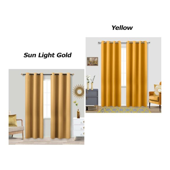 KOUFALL 84 Inch Sun Light Gold Blackout Curtains - Thermal Insulated, Soundproof - Picture 2 of 5